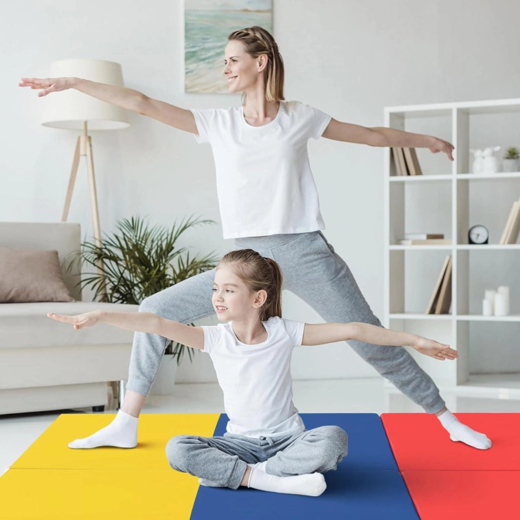 Tappetino yoga pieghevole in pelle PU, Materassino fitness spessore multifunzionale e antiscivolo 180x60x5cm Colorato-Tappetini ginnastica e yoga