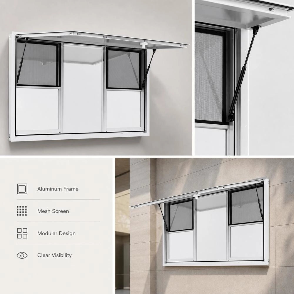 Swivel Window For Food Service (1524 X 915 Mm Installation Dimensions), Serving Window For Food Trailers With An 85° Opening Angle And 6 Sliding Windows, Concession Window For Concession Stands And Food Trucks