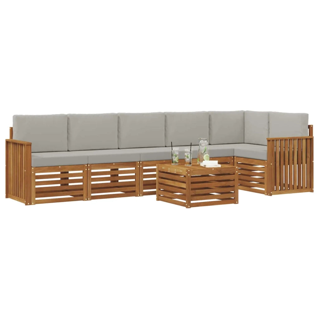 Set divano sezionale con cuscino 7 pcs Grigio Naturale e Chiaro 3374926