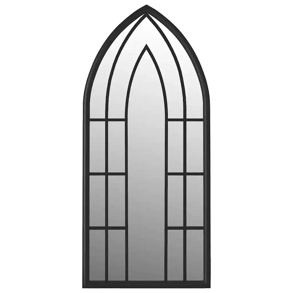 Specchio da Giardino Nero 100x45 cm in Ferro per Uso Esterno
