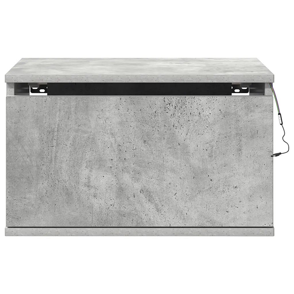 Comodini a Parete con Luci LED 2 pz Grigio Cemento 836833