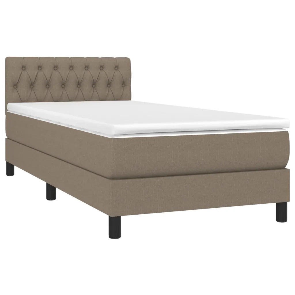 Letto a Molle con Materasso e LED Tortora 90x190 cm in Tessuto 3133361
