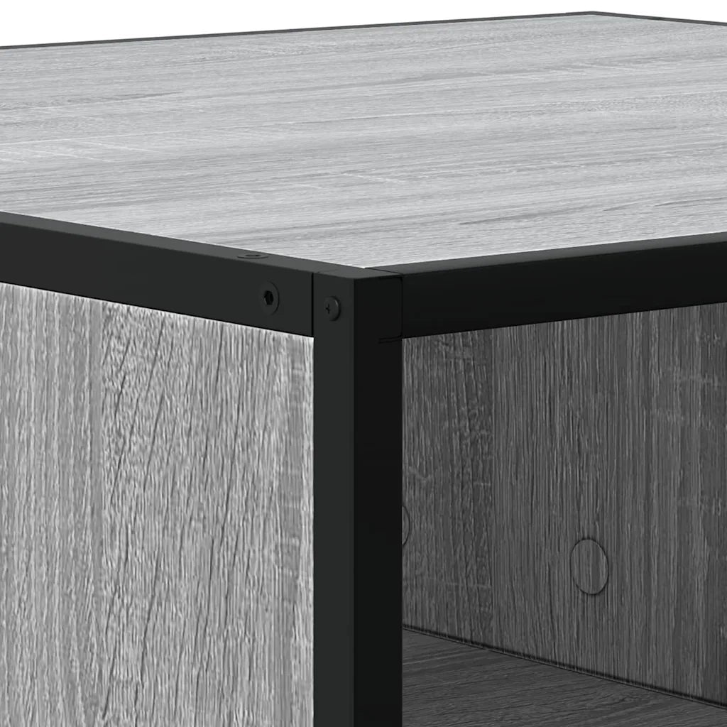 Tavolino-Tavolino da soggiorno-Tavolo Grigio Sonoma 80x80x30 cm in Truciolato e Metallo