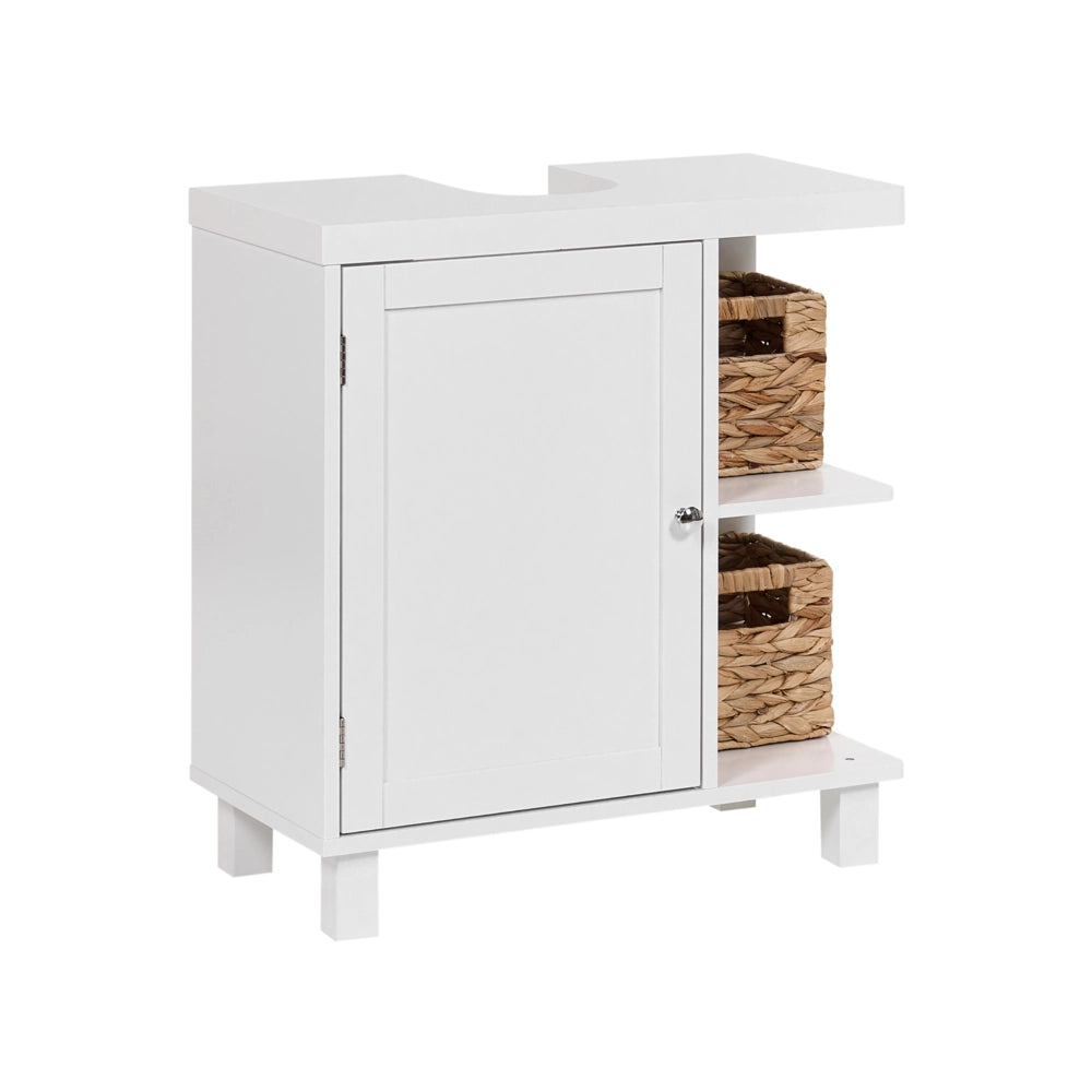 Mobile da bagno da appoggio in MDF con ripiani, bianco stile tradizionale