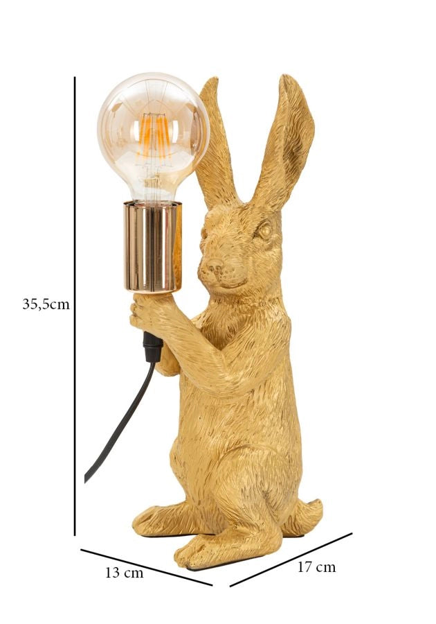 Lampada da tavolo forma di coniglio con luce in mano 13x17x35.5cm Rabbit dorato