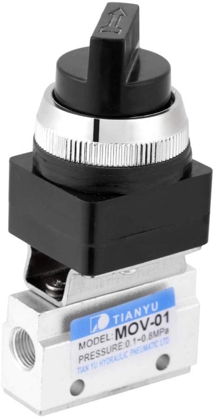Pompa a Venti Manuale a 2 Posizioni - 2-Way 2-Posizione - G1/8 Tubo Interno - Adatto per Cilindri - Costruito in Metallo Duraturo - Installazione Facile - Valvola a Venti