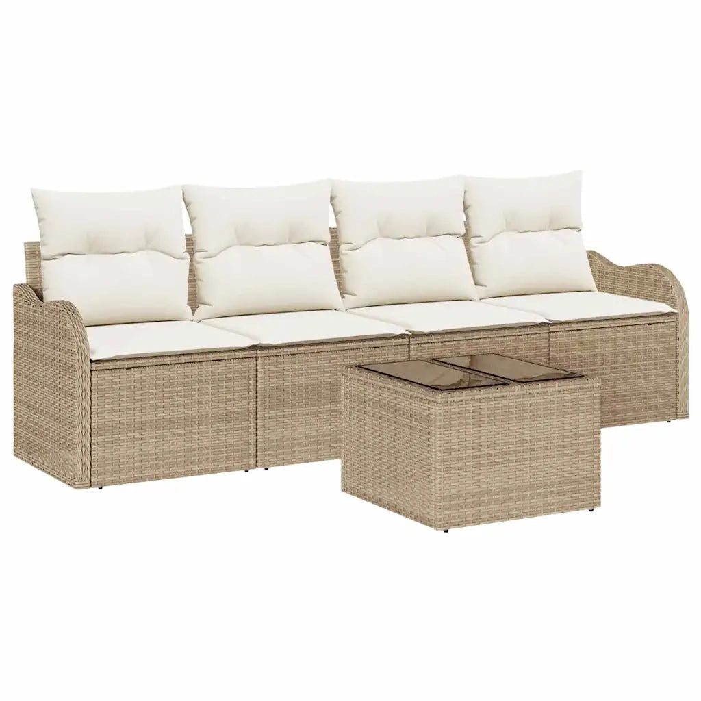Set Divano da Giardino con cuscino 5 pcs Beige e Crema 3354240
