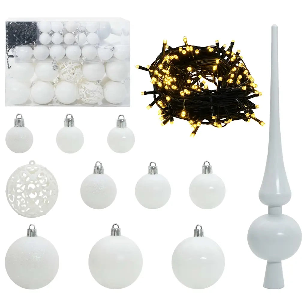Set di Palle di Natale con 150 LED 61 pz-Decorazioni natalizie Bianco Plastica