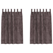 Tende in Velluto con tende 2 pz Marrone 175 x 140 cm Velluto