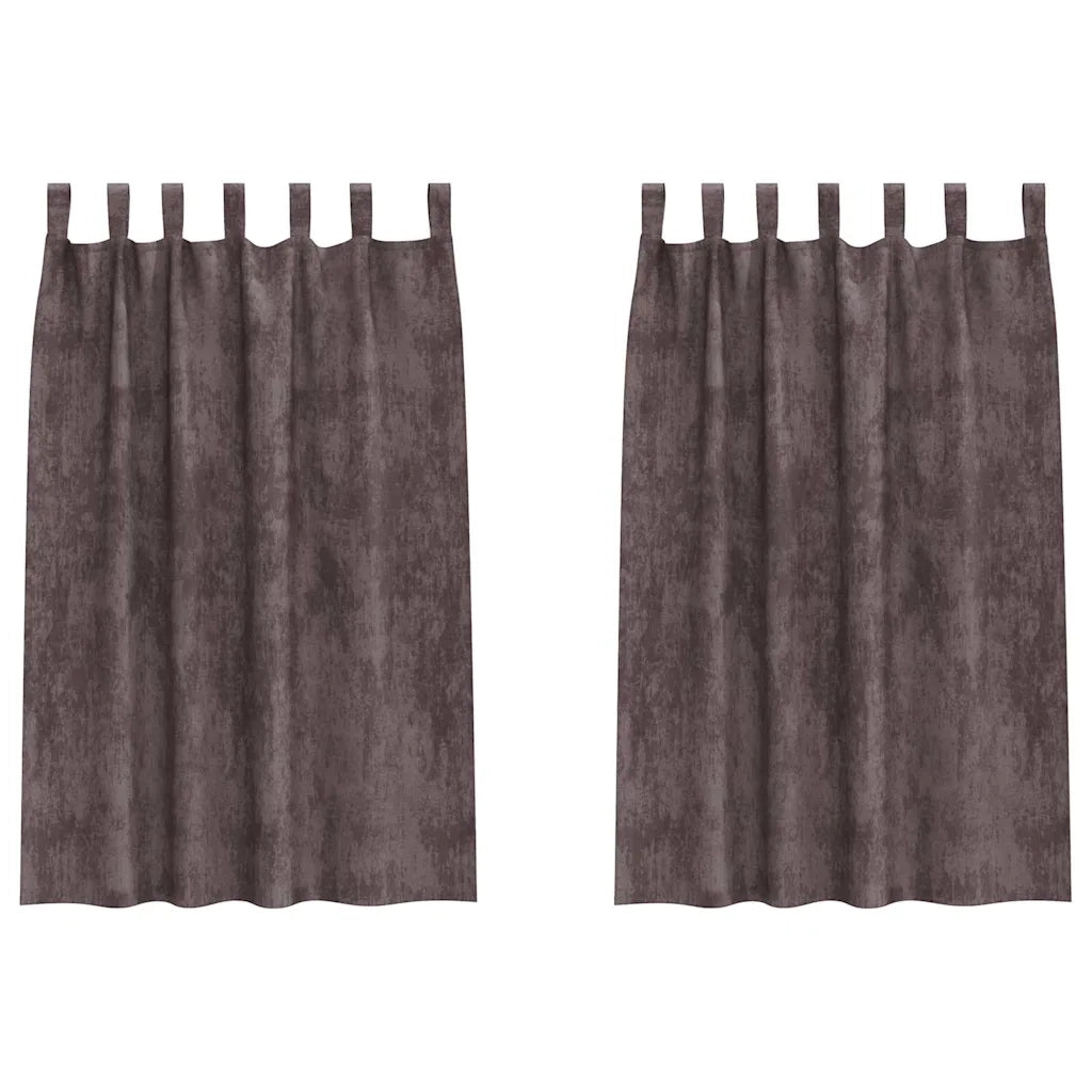 Tende in Velluto con tende 2 pz Marrone 175 x 140 cm Velluto