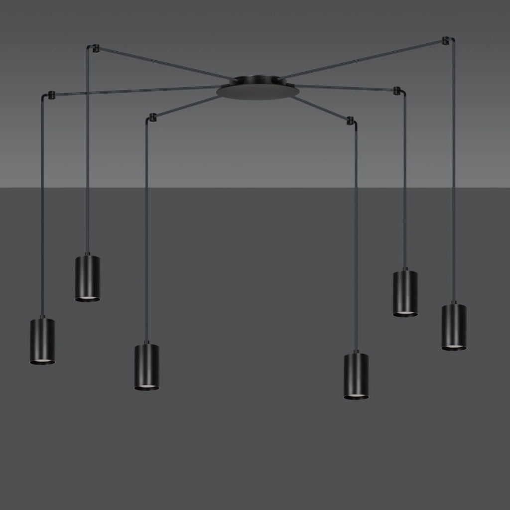 Lampadario Emibig Traker nero 6xGU10 regolabile 300cm