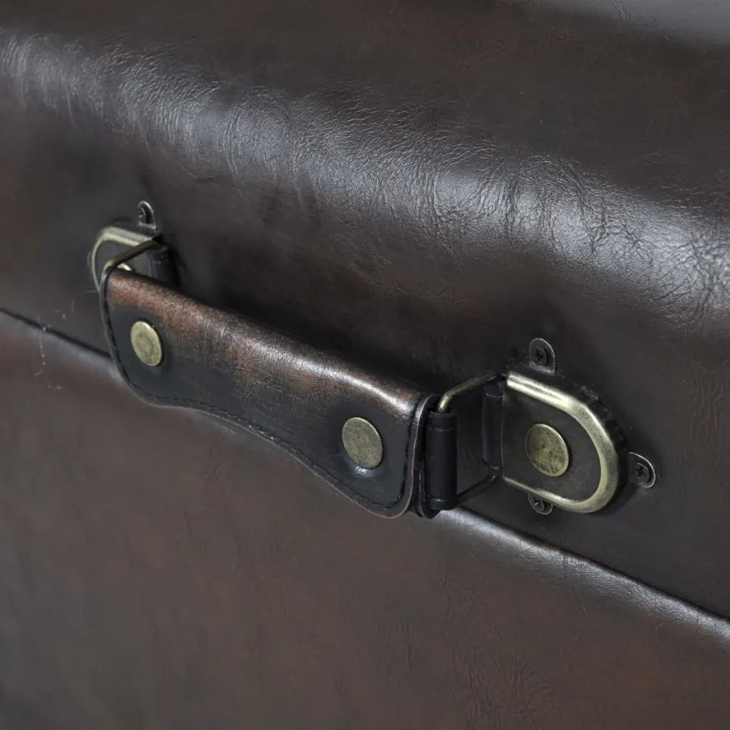 Cassapanca Set 3 pz-Panca con Contenitore Marrone