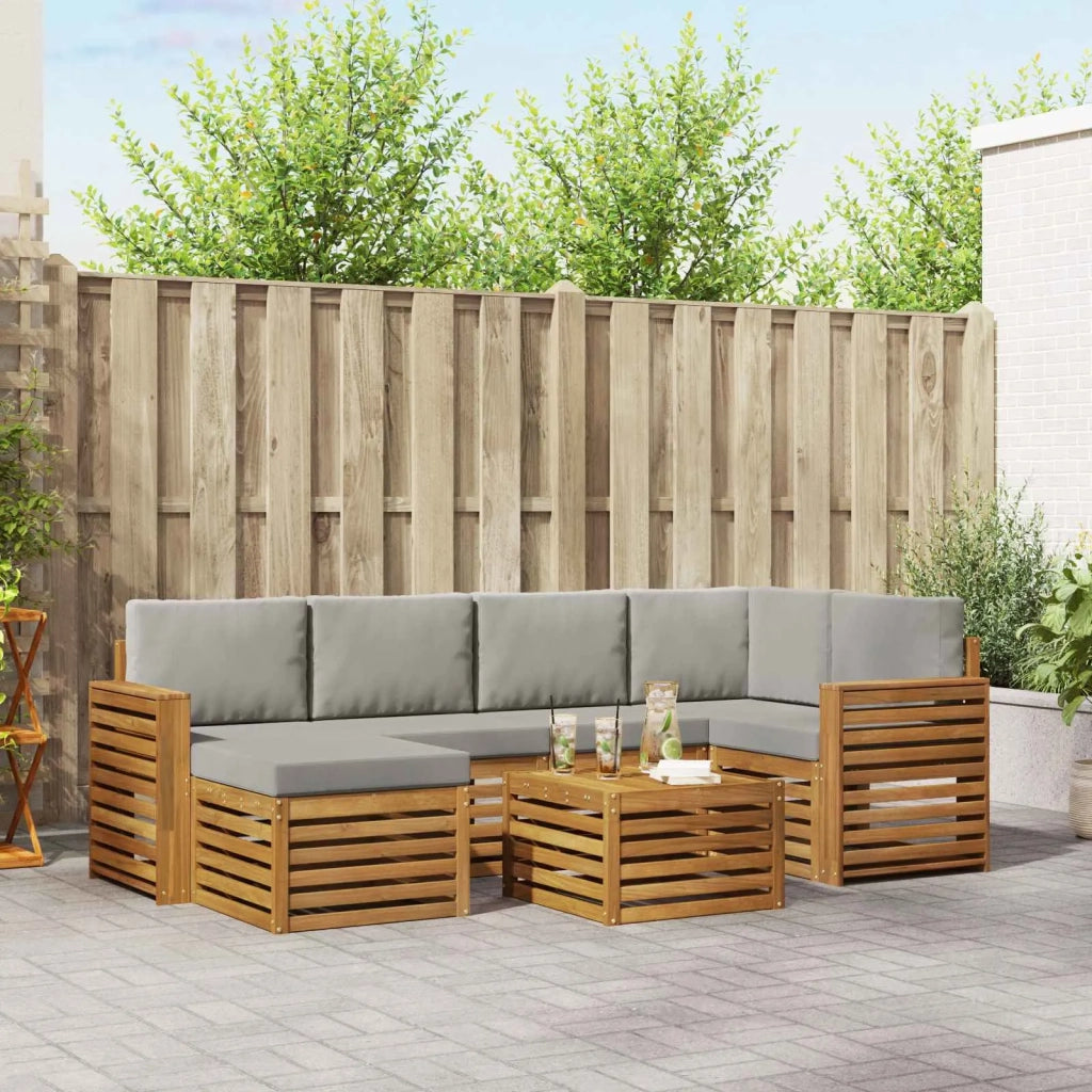 Set divano sezionale con cuscino 7 pcs Grigio Naturale e Chiaro 3375136