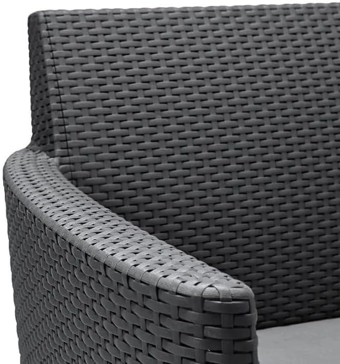 Salottino da Esterno Salemo Lounge Set 4 Pezzi in Resina Effetto Rattan con Tavolino Contenitore e Cuscini Colore Graphite Keter