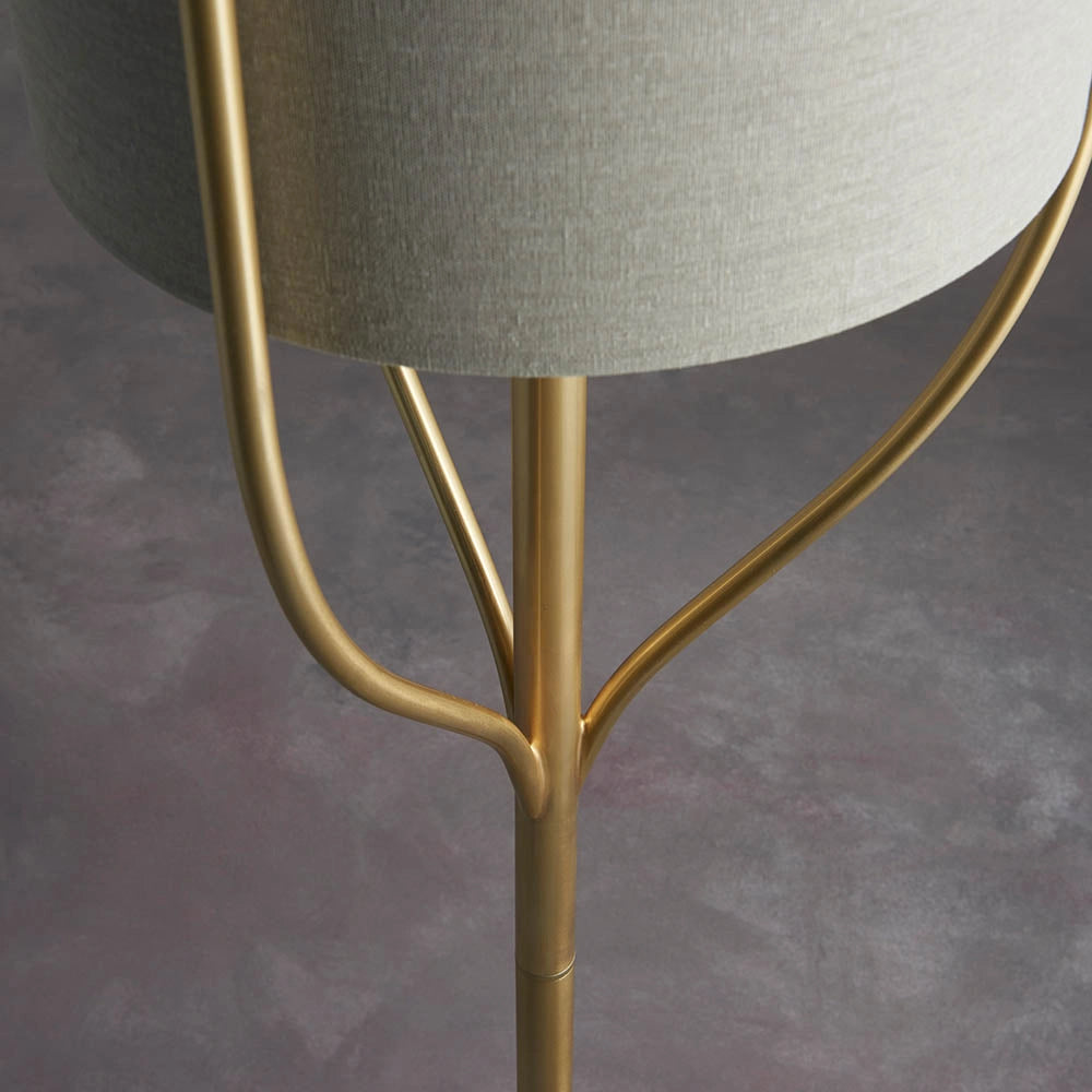 Lampada da terra Fraser ottone satinato lino E27 Endon