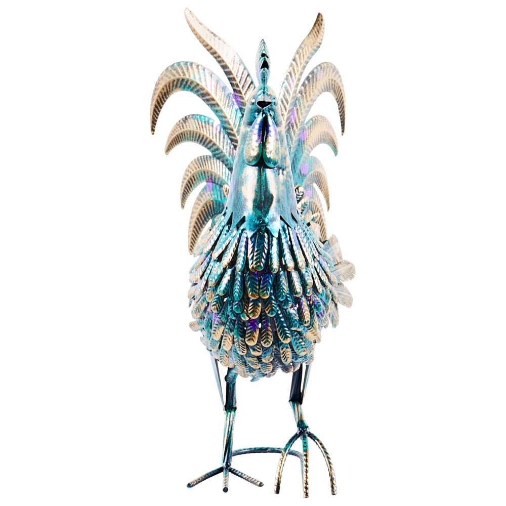 Statua da giardino multicolore in ferro fatta a mano scultura animale a grandezza naturale da terra