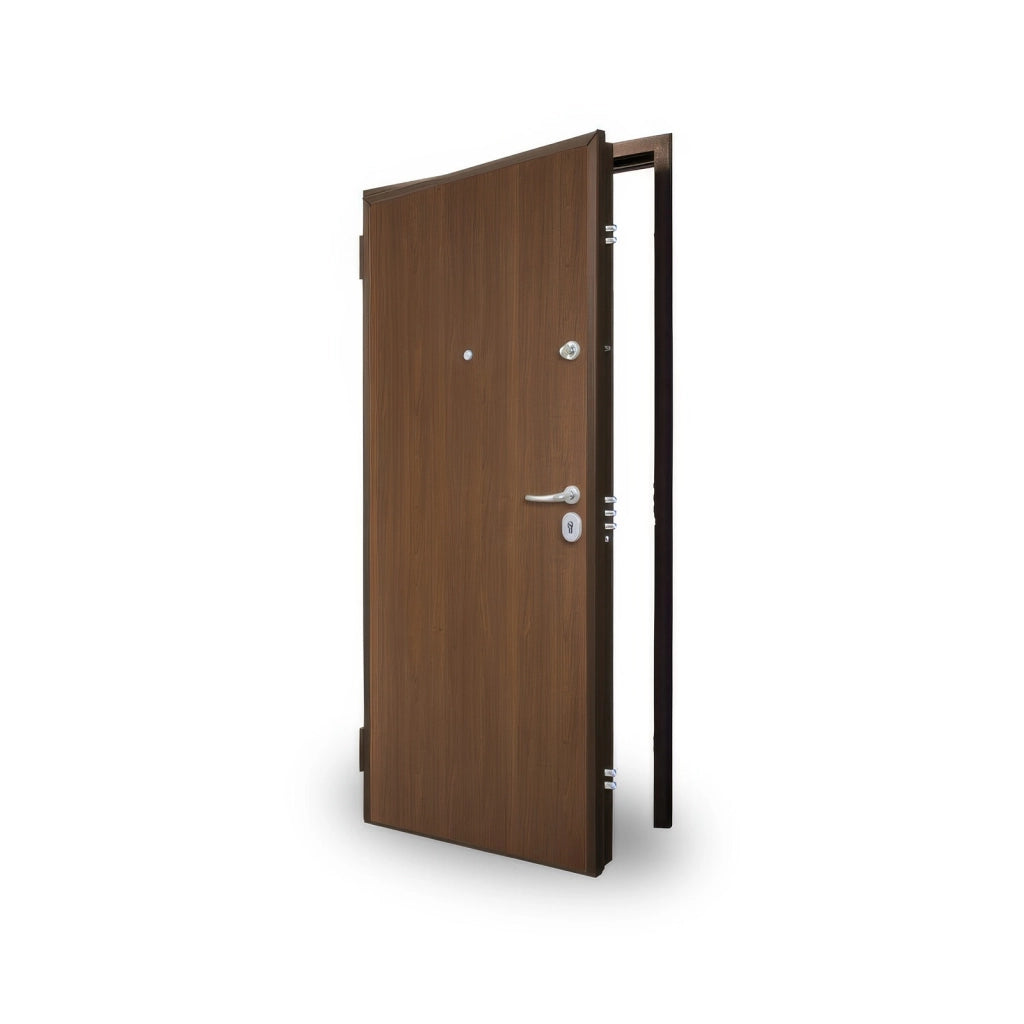 Porta Blindata Classe 3 Noce Medio 90 x 210 cm Apertura Sinistra con Controtelaio Blindo