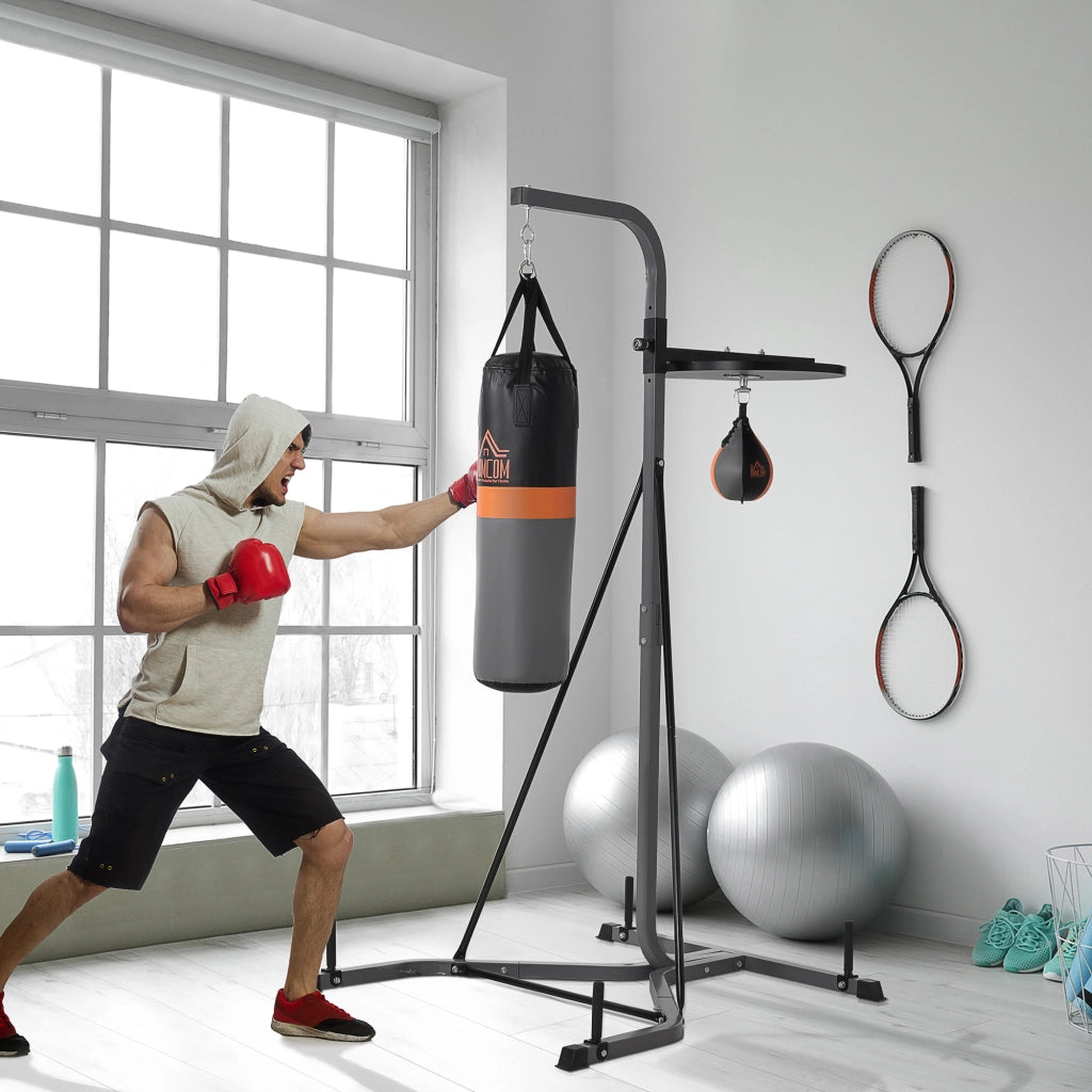 Supporto per Sacco da Boxe con Base ¨C Xylo ¨C Stazione con Palla Velocit¨¤ Inclusa Acciaio Nero