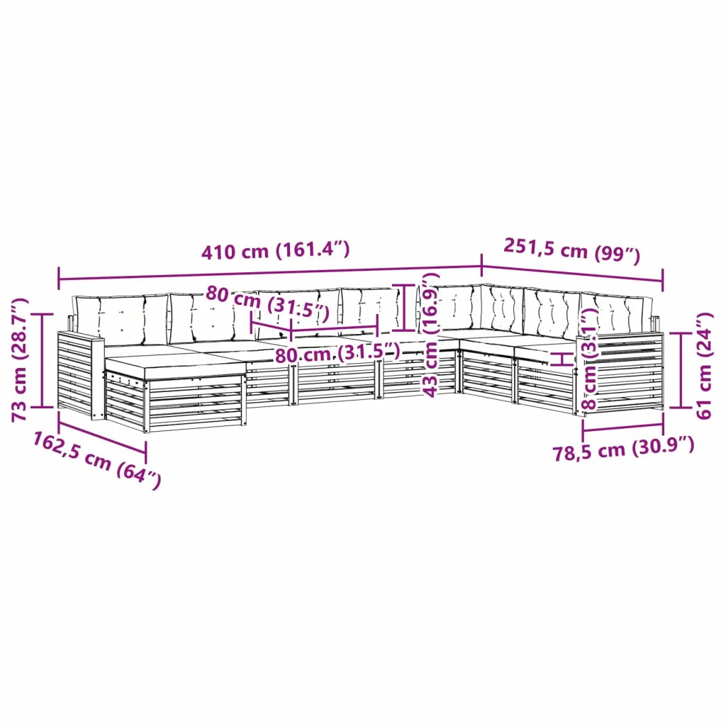 Set di divani da esterno 8 pcs Bianco e Beige 3390973