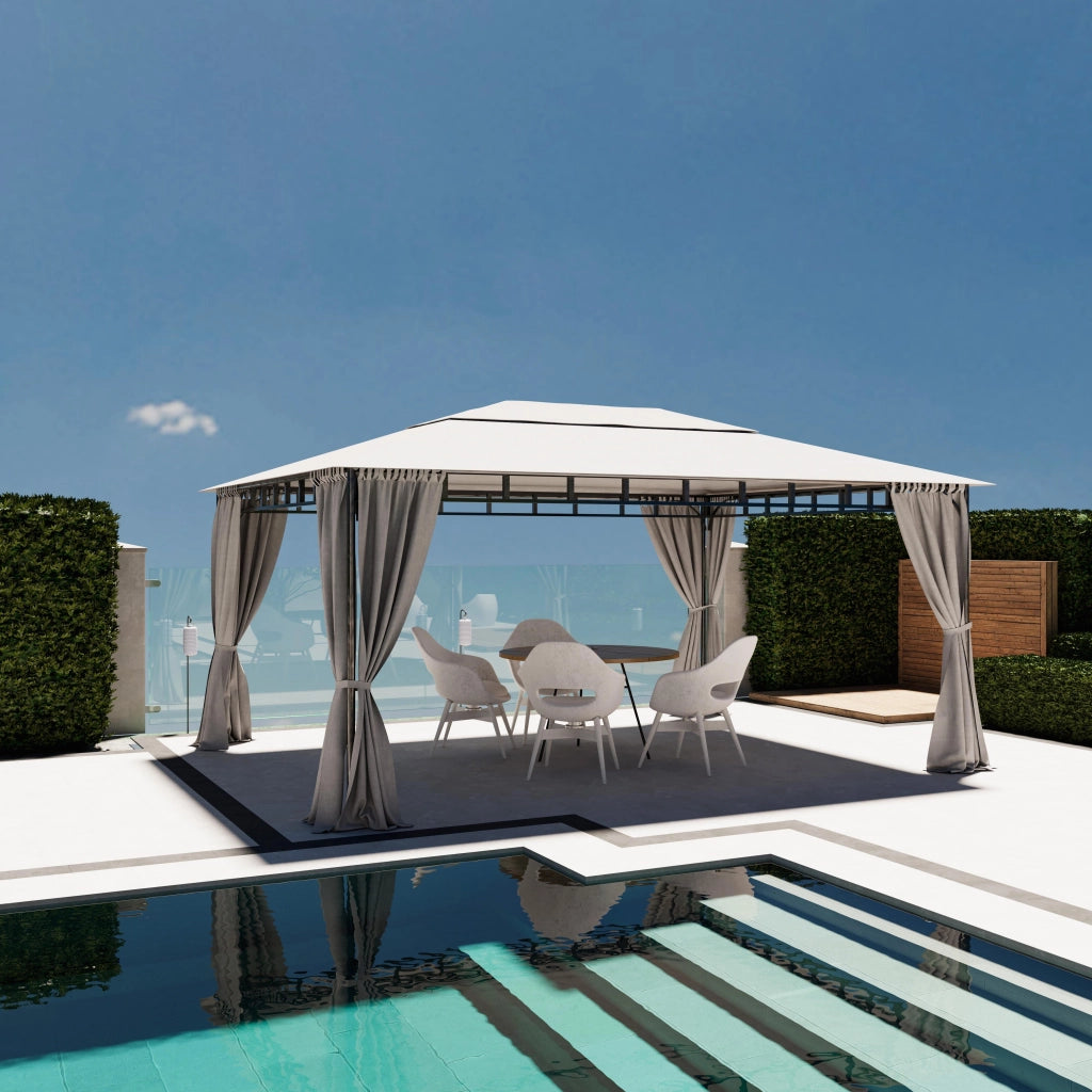 Gazebo Da Giardino 3 x 4 M Con Tende Laterali Richiudibili Struttura In Acciaio Robusto Copertura Impermeabile 180 g/m² Con 4 Teli Laterali Esterno Giardino Piscina Fiere Ombreggiante Privacy Grigio