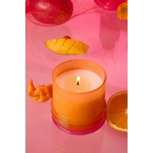 Candela impilabile in vetro da 198 g (7 oz) arancione e rosa acceso - Mango infrarosso
