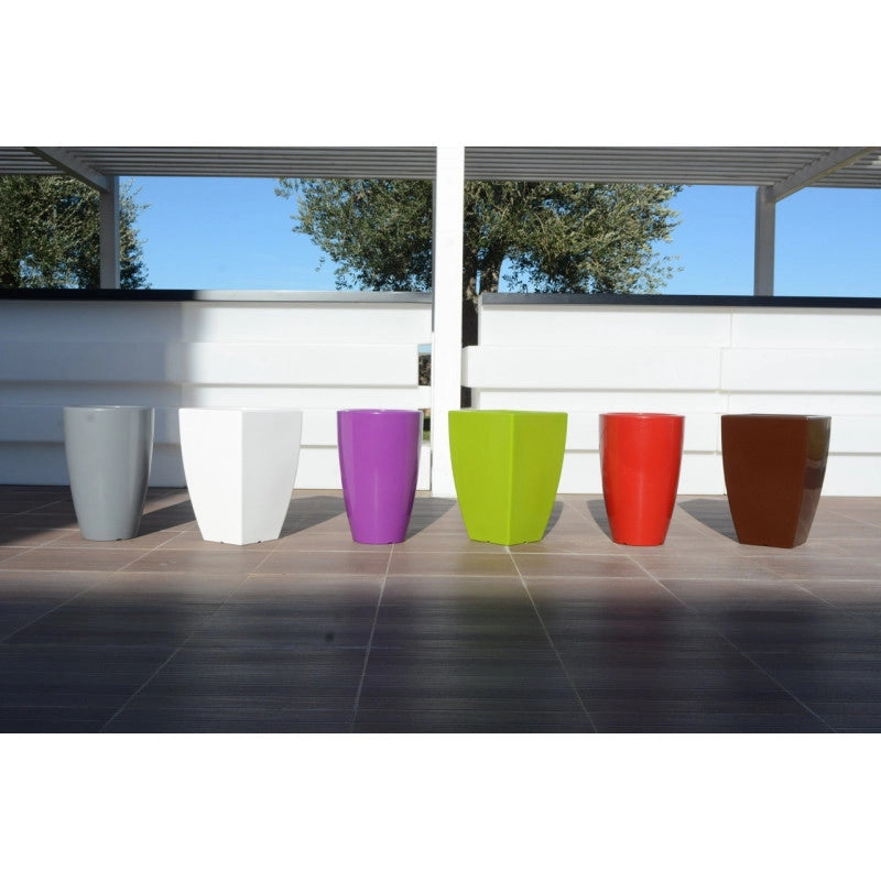 Vaso moderno di design Ø33 H50 in polimero verde resistente per interno ed esterno - Made in Italy - Monacis