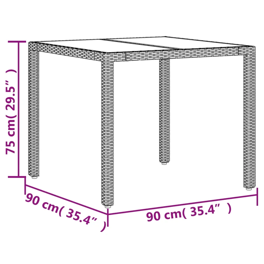 Set da Pranzo da Giardino 3 pz con Cuscini Polyrattan e Vetro 3278657