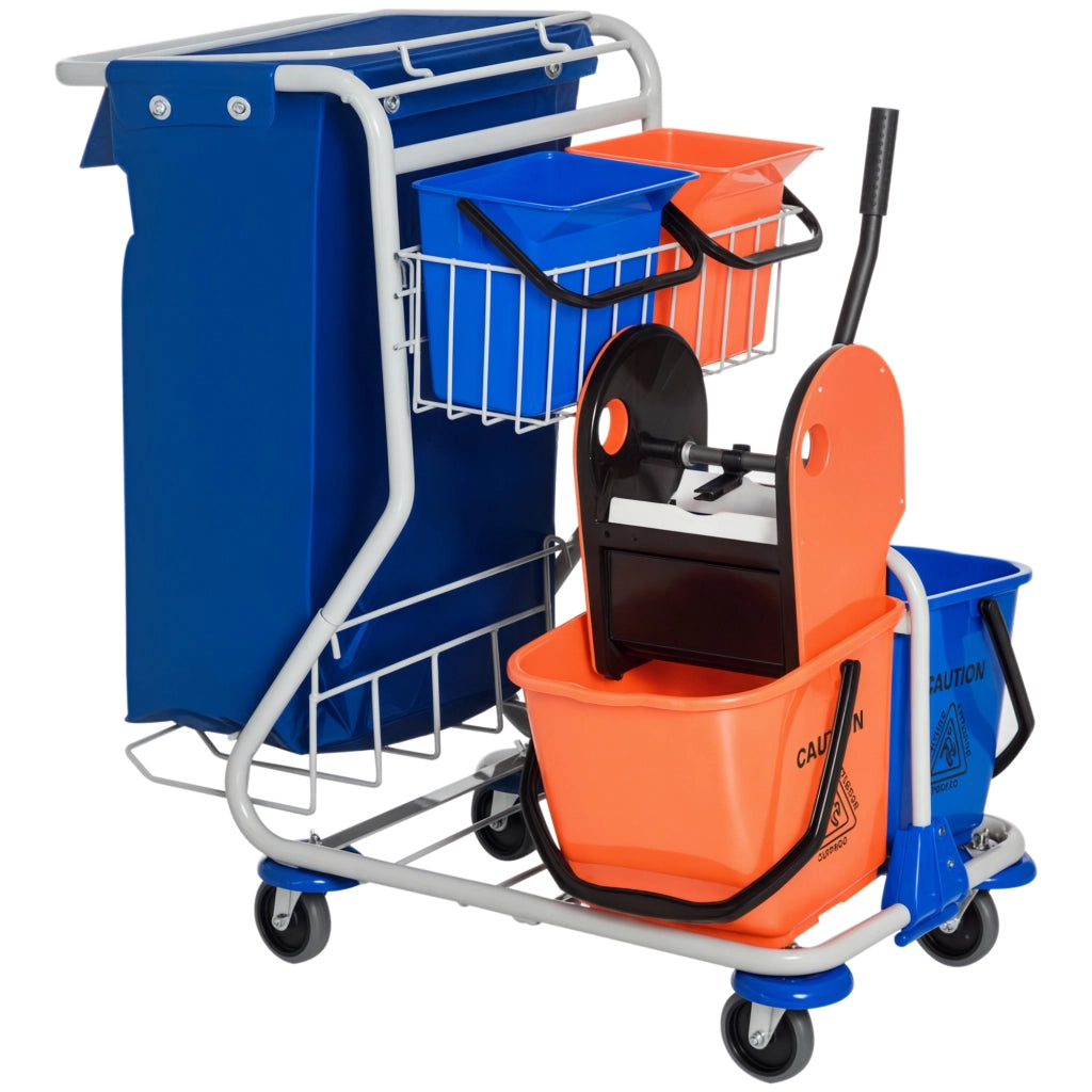 Carrello per pulizie con secchi e cestino ¨C Minimal ¨C 93x80x97 cm