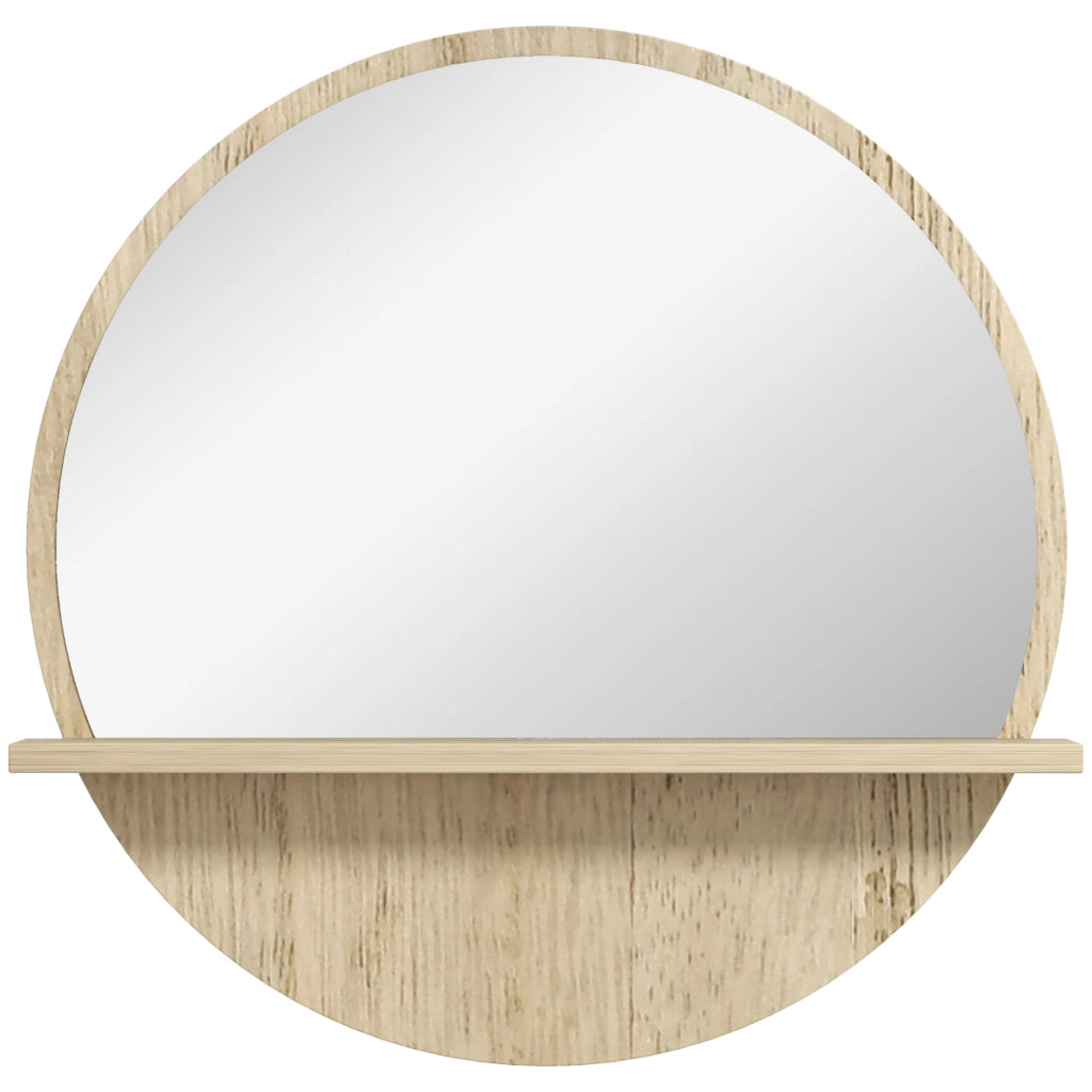 Specchio Bagno Rotondo con Ripiano ¨C zephmum ¨C Truciolato e Vetro, ?45x10 cm