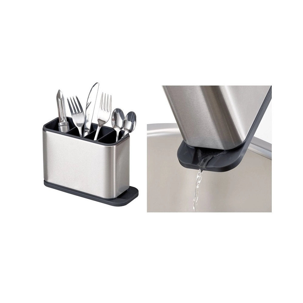 Trade Shop - Portaposate 4 Scomparti 7007 Scola Acqua Contenitore Acciaio Per Utensili Cucina -