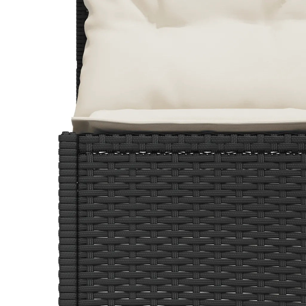Divano Giardino con Tavolo e Cuscini Circolare Nero Polyrattan 3318548