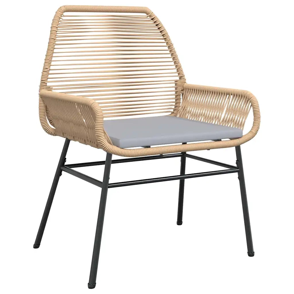 Set da Pranzo per Giardino con cuscino 3 pcs Marrone polyrattan