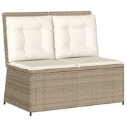 Panchina Reclinabile da Giardino | Panca da Giardino con Cuscini Beige in Polyrattan