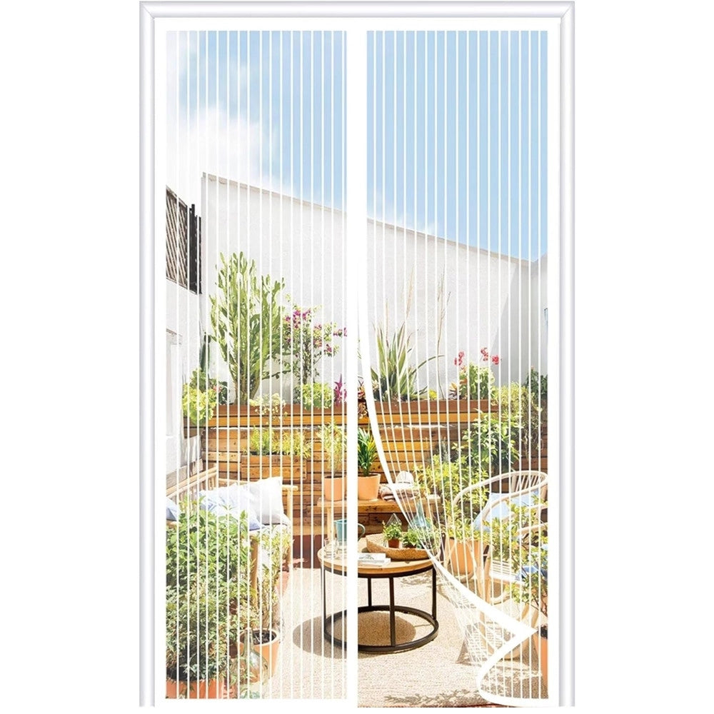 Trade Shop - Tenda Zanzariera Porte Balconi Insetti Zanzare Magnetica Bianca 90 X 210 Cm 622134 -
