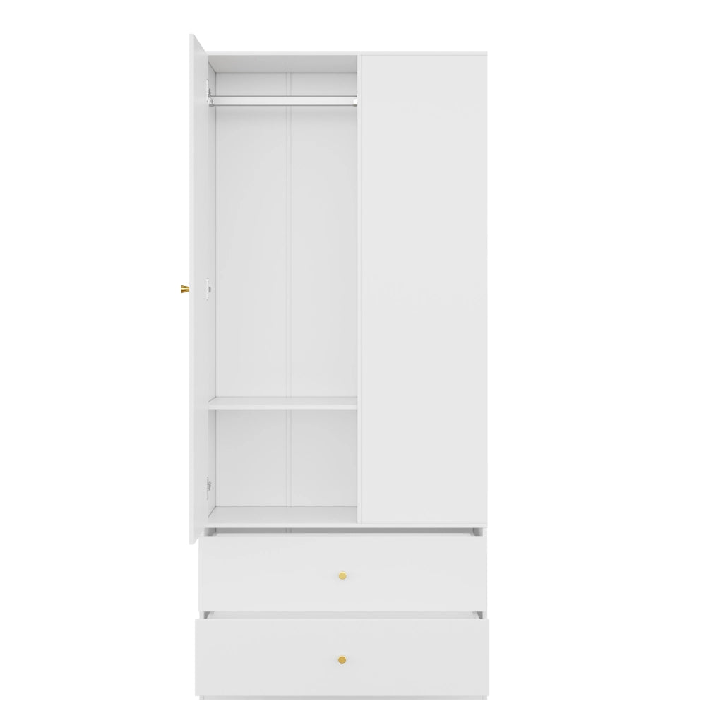 Armadio con specchio; 1 anta; 2 cassetti e 4 vani; per camera e ingresso; in MDF; bianco