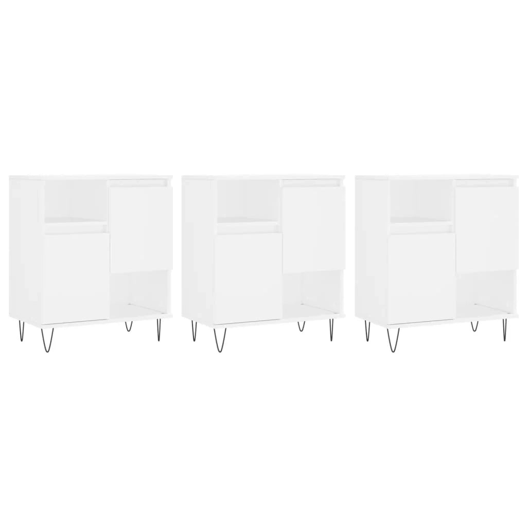 Buffet credenza cassettiera armadio mobile contenitore organizer per cucina soggiorno salotto 3 pezzi legno ingegnerizzato bianco 02_0037007