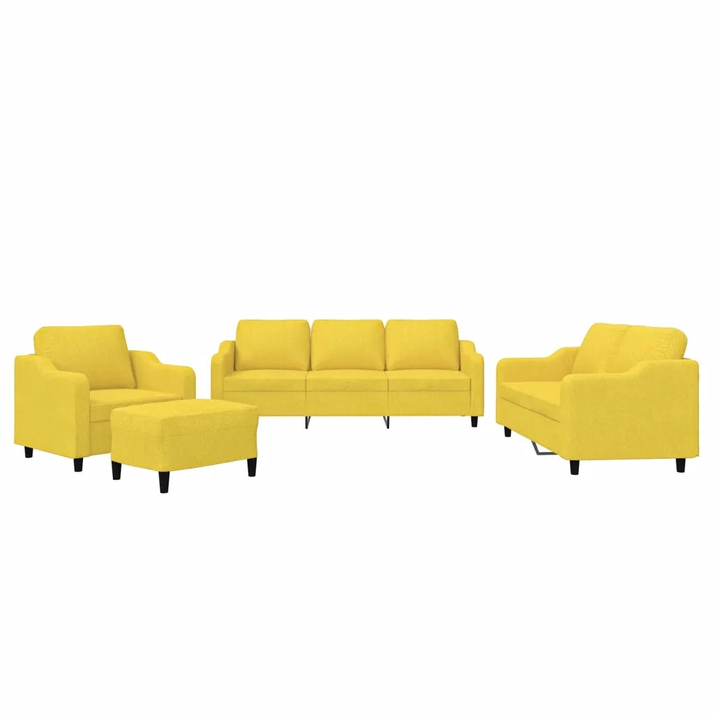 Set di Divani 4 pz con Cuscini Giallo Chiaro in Tessuto 3201783