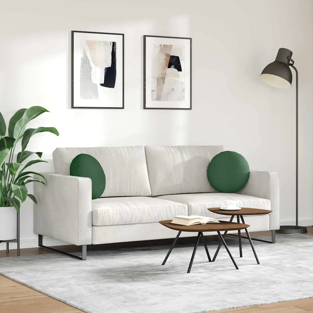 Cuscini per Seduta 2 pcs Verde Scuro Ø 40 cm Tessuto in Cords 42014154