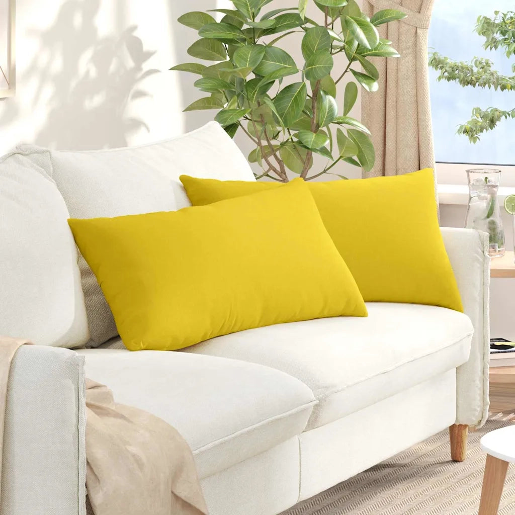 Cuscini da Divano 2 pcs Giallo Chiaro 80 x 40 cm Tessuto 42013705