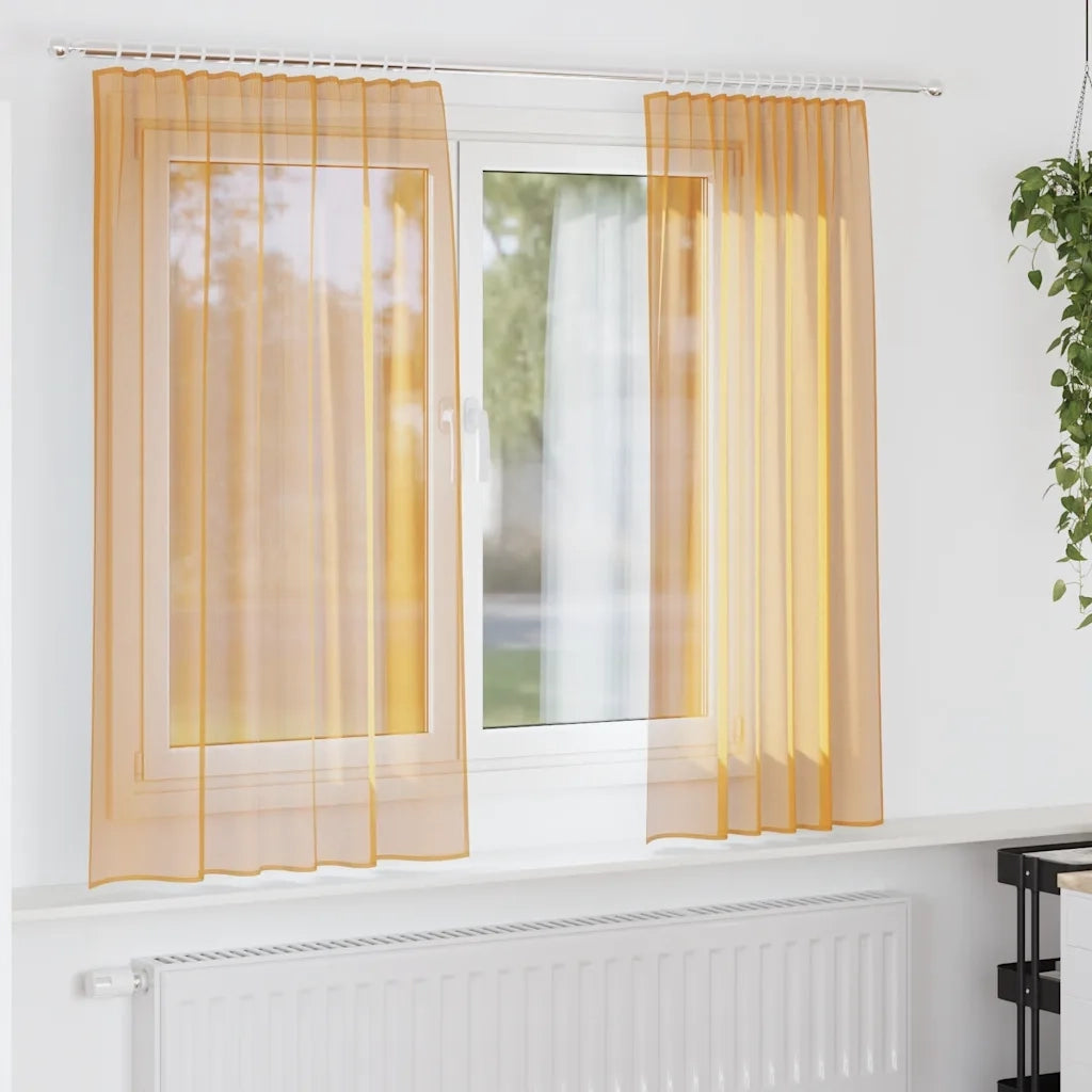 Tende in Voile con Tasche per Aste 2 pz Arancio