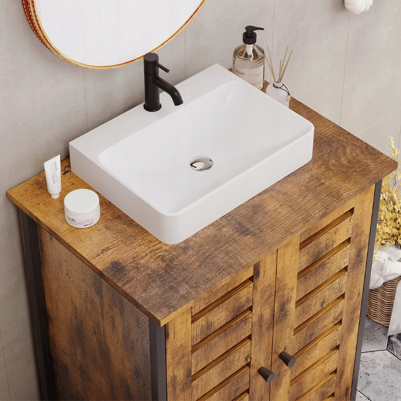 Mobile bagno marrone, stile loft, autoportante, con ripiano rustico