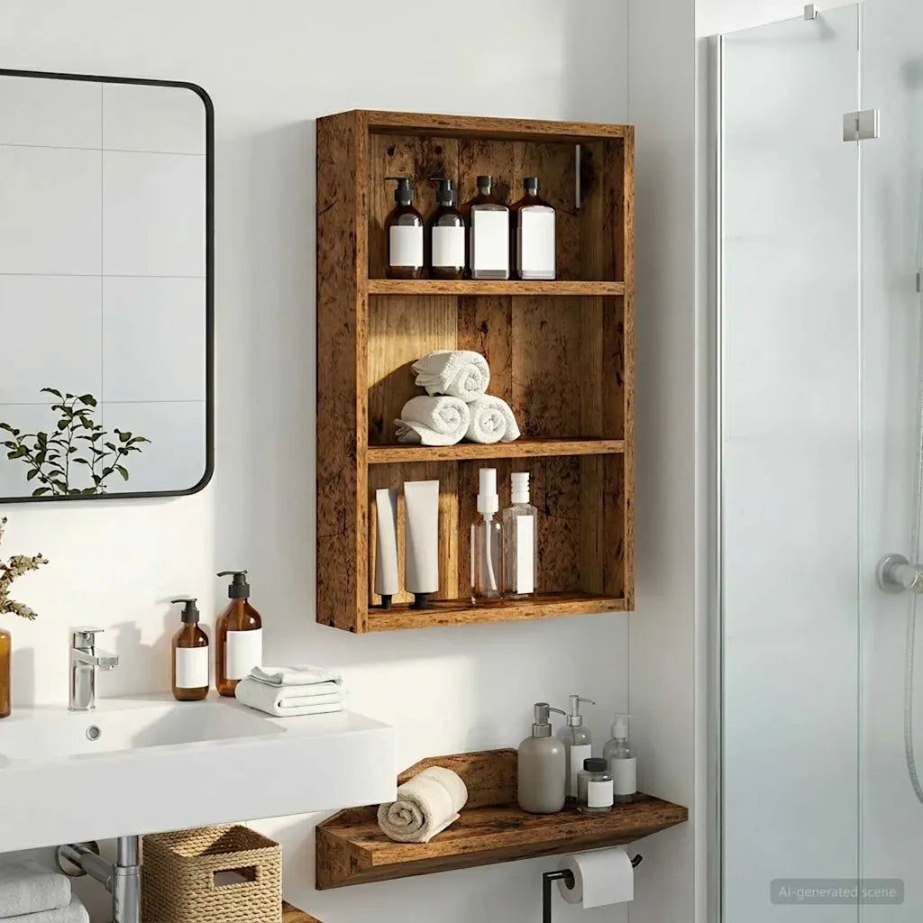 Armadio da Bagno | Mobile da Bagno a muro Legno vecchio 40 x 10 x 60,5 cm