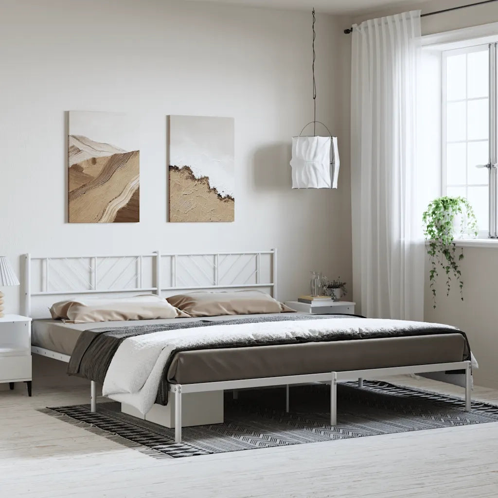 Giroletto con Testiera Metallo Bianco 193x203 cm