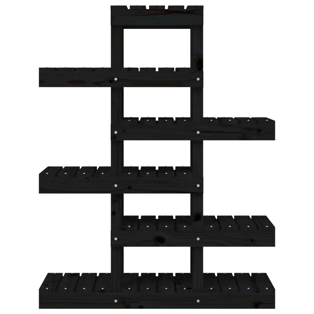 Supporto per Piante Nero 85x25x109,5 cm Legno Massello di Pino 822091