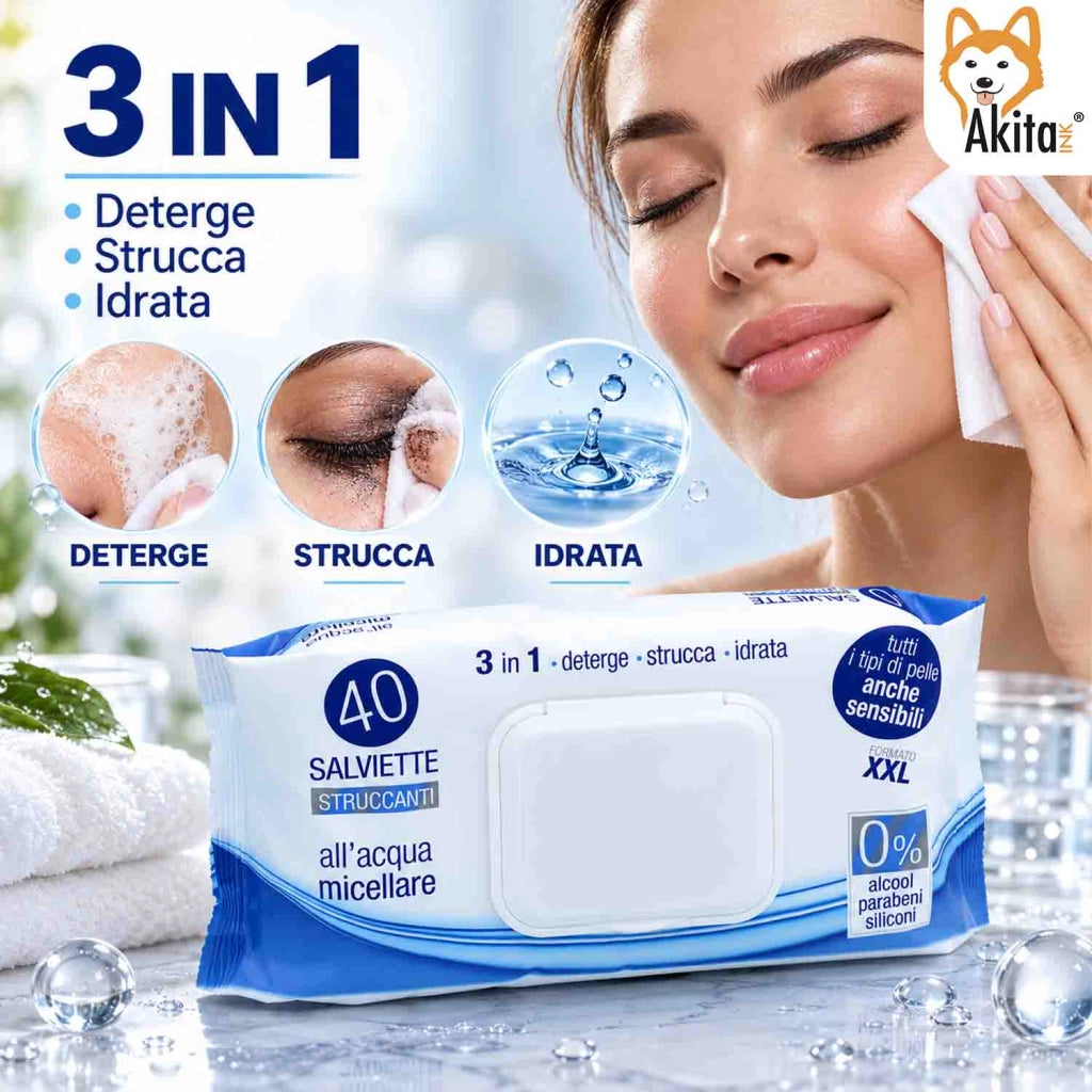 Akitaink 24 Confezioni Salviettine Struccanti Micellari 960 Pz