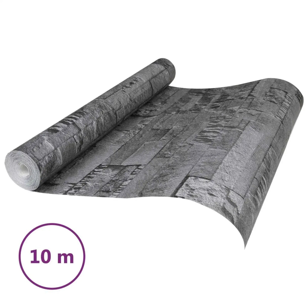 Carta da Parati 3D Pietra Nero 10 x 0,53 m Tessuto Non Tessuto CFW3785441