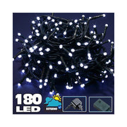 Trade Shop - Catena Luminosa 180 Led Luci Bianco Freddo Per Esterno Controller 8 Funzioni 24v -