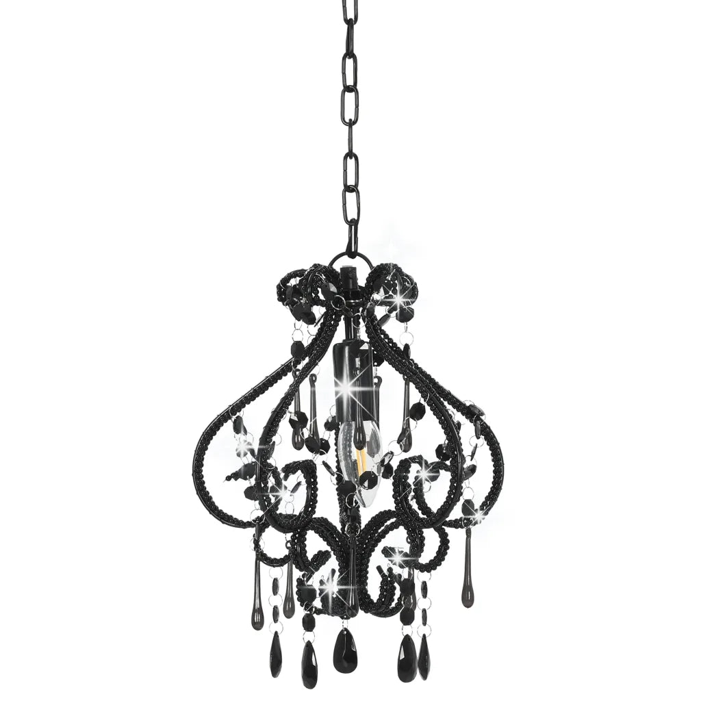 Lampadario con Perle Nero Rotondo E14cod mxl 103858