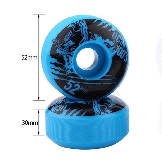 Ruote per Skateboard 52mm x 30mm - 4 Pezzi - Materiale PU Sostenibile - Adatto per Superfici Rupestri - Alta Resistenza - Ideali per Skateboard - Ruote per Skateboard