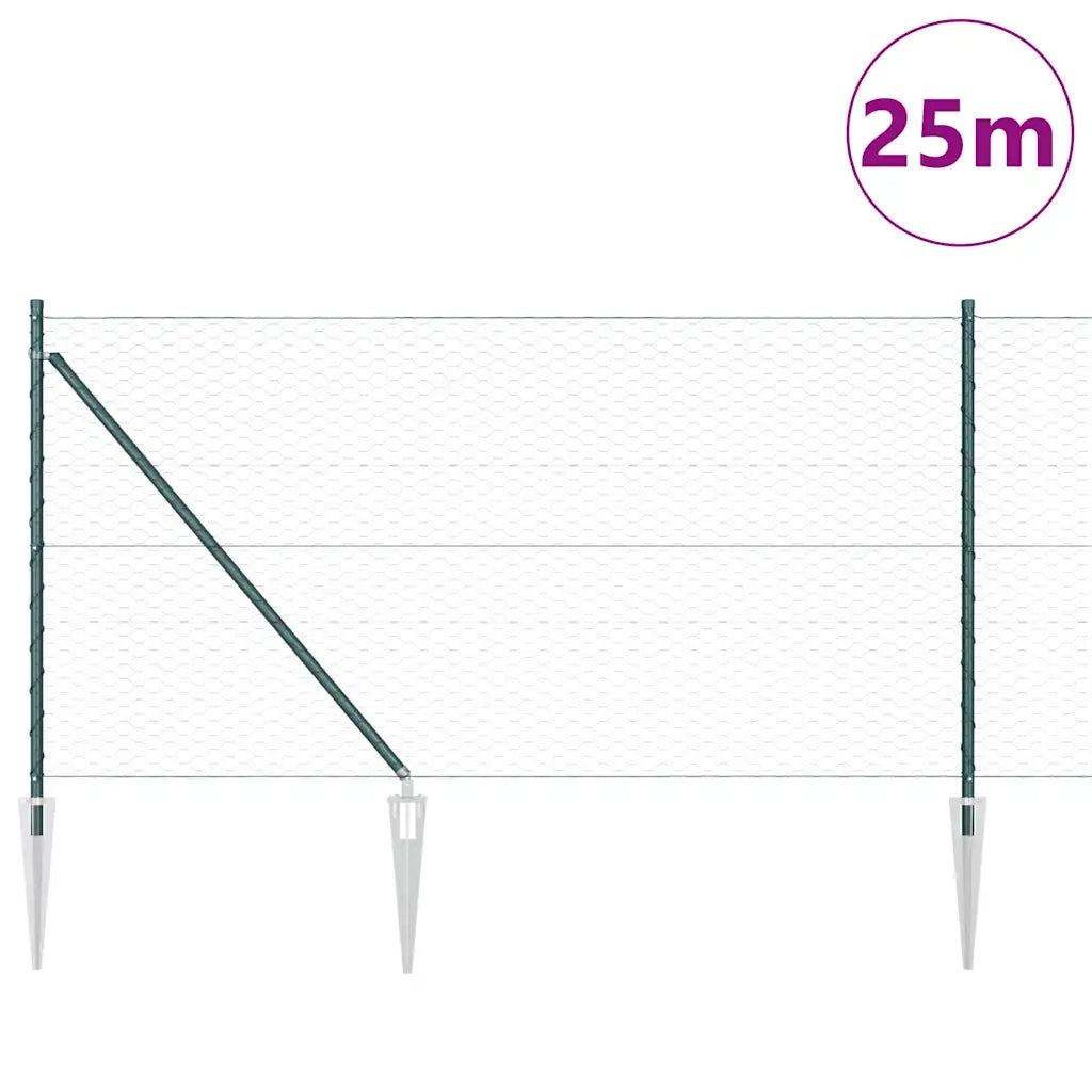Palo della recinzione Verde 25 x 1 m (rete 36 mm) Acciaio